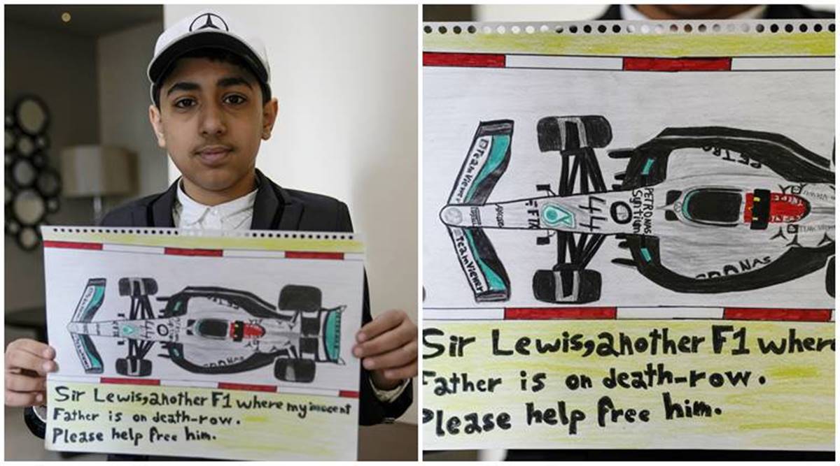 Son of man on Bahrain death row sends Lewis Hamilton a new drawing ...