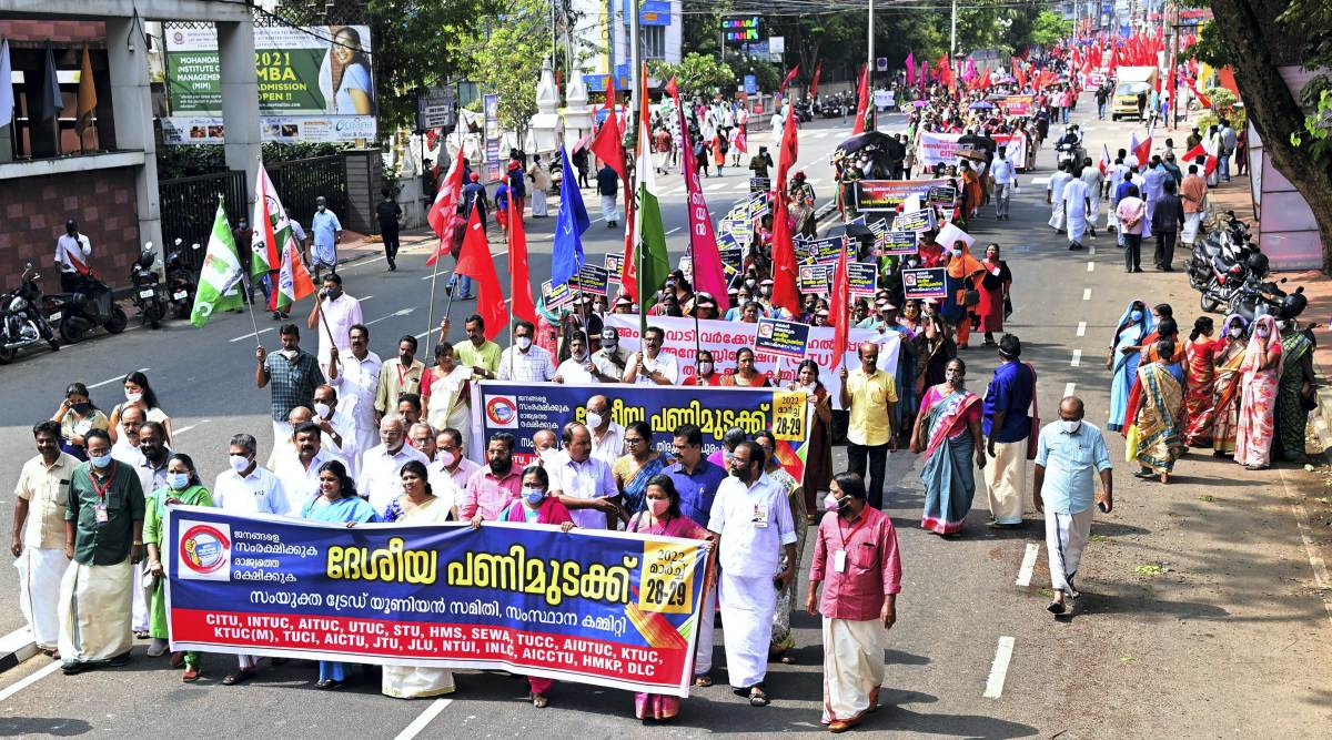bharat bandh today live updates, march 29, 2022: after hc intervention, kerala govt issues order against general strike
