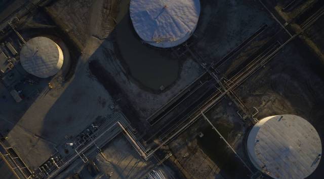 Storage tanks at the Torrance Refining Co. in Torrance, California, U.S., on Monday, Feb. 28, 2022. (Bloomberg)
