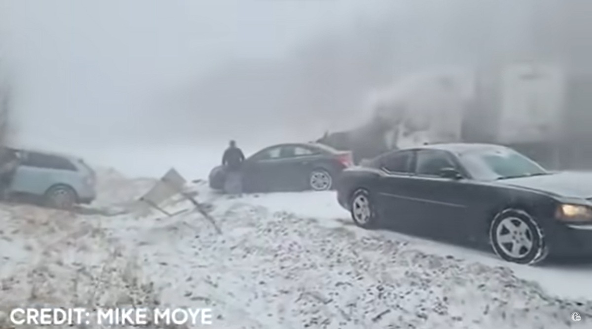 The crash on Interstate 81 was captured in videos posted on social media that show drivers and passengers lining the snowy road and jumping out of the way as a cascade of crashes unfolds.