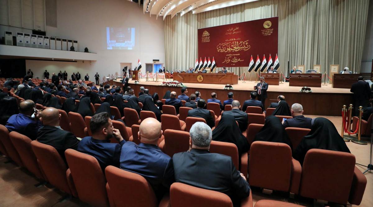 Iraqi lawmakers attend a session of the Iraqi parliament in Baghdad, Iraq, March 26, 2022. (Photo:Iraqi Parliament Media Office/Handout via REUTERS)