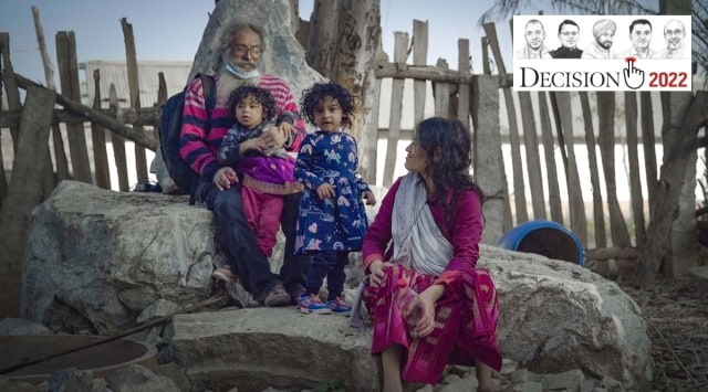 Sharmila, with her husband and twin daughters, near her home in Bengaluru