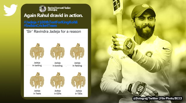 Ravinder Jadeja IND vs SL, Ravinder Jadeja all rounder, Ravinder Jadeja memes, Cricket memes, India vs Sri Lanks Test match, Indian Express