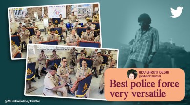 Mumbai Band Khai Studio plays Srivalli from Pushpa, Mumbai Band Pushpa, Pushpa khaki studio, Mumbai police band kahi studio, viral video, Indian Express