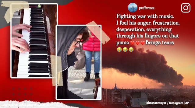 ukraine war, lviv station piano, ukrainian man play piano bomb siren, man plays piano lviv bombings, russian ukraine conflict, viral videos, indian express