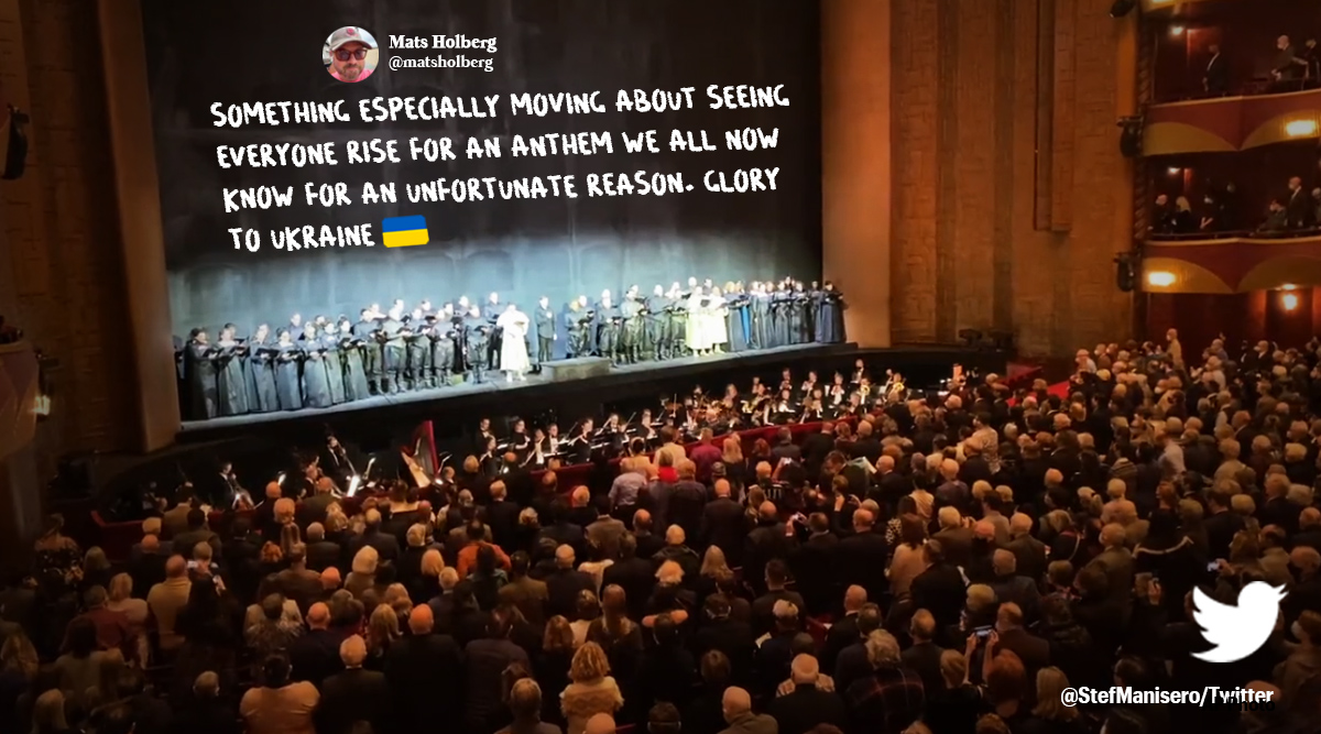 Ukrainian national anthem, Met opera Ukraine tribute, church choir Ukraine national anthem, SNL Ukraine, Russia Ukraine war, Ukraine war, Indian Express