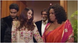 Oprah Winfrey with Aishwarya Rai, Abhishek Bachchan and Amitabh Bachchan at their Mumbai home. 