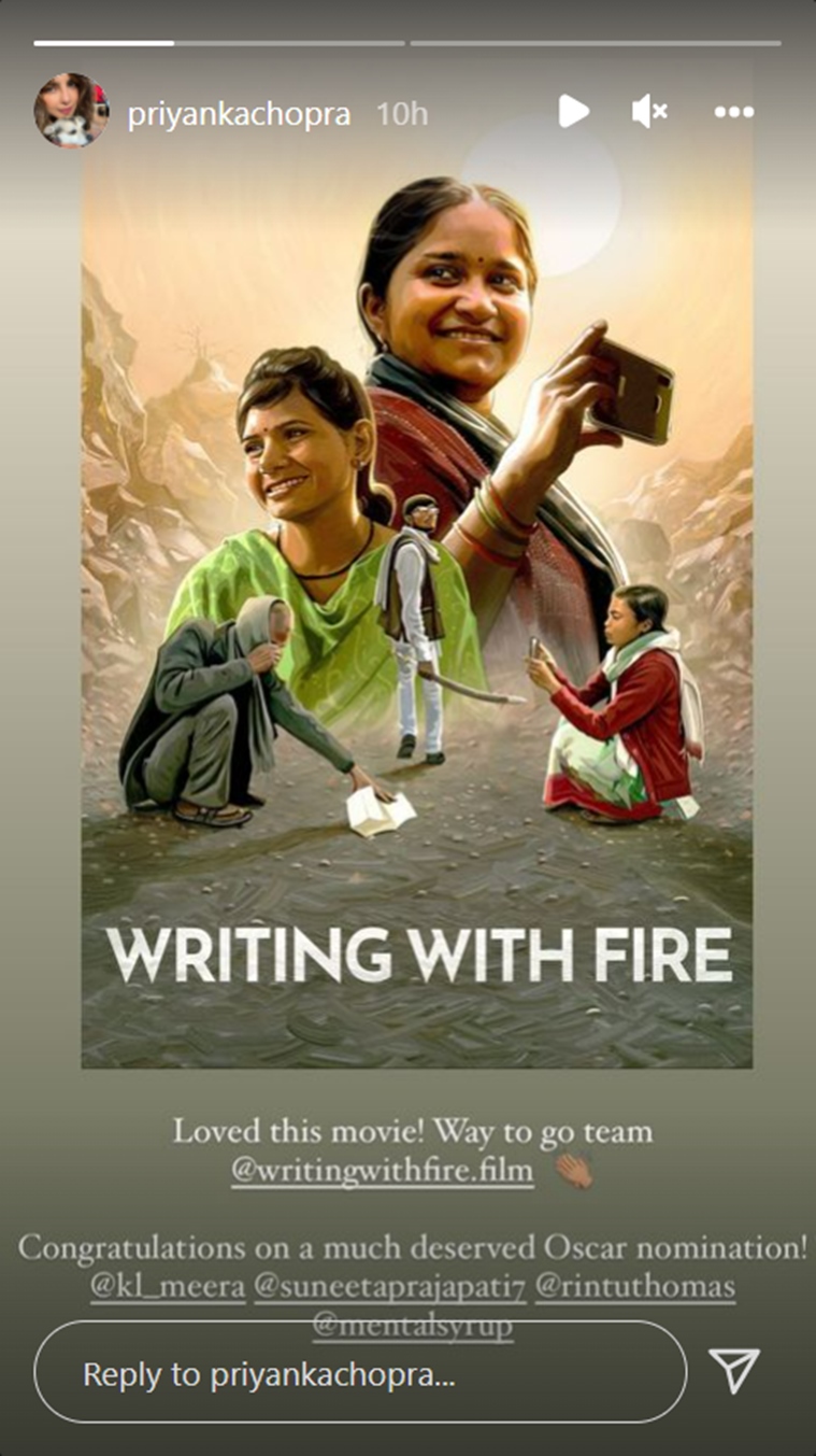 priyanka chopra writing with fire