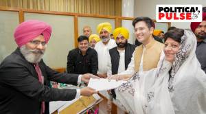 AAP leader Raghav Chadha files his nomination papers for Rajya Sabha MP from Punjab. (PTI Photo)