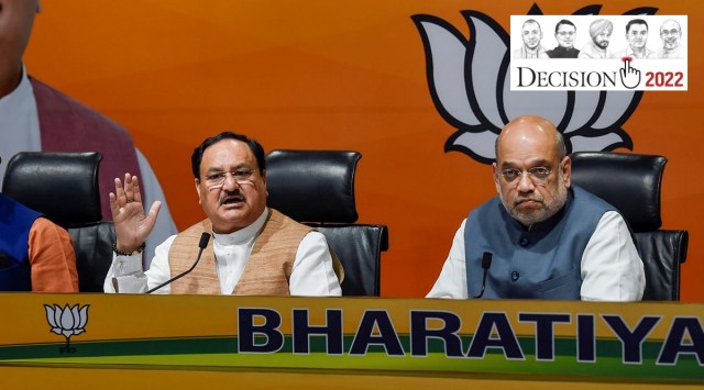 Union Home Minister Amit Shah and BJP national president JP Nadda address a joint press conference in New Delhi, Saturday (PTI/Kamal Singh)