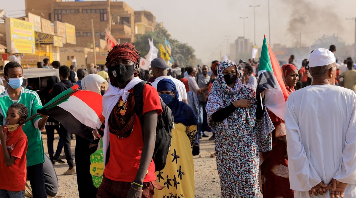 Bread prices are rising in the Middle East, due to war in wheat-exporting Ukraine. (File photo from a protest in Sudan, via Reuters)