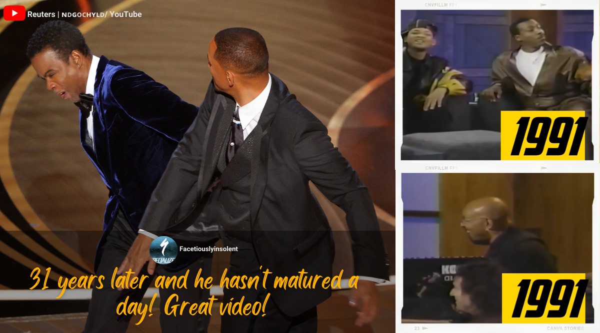 will smith, will smith chris rock, oscars 2022 slapgate, will smith 1991 bald joke, will smith old video laughing at bald, indian express