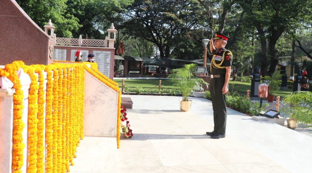 A solemn wreath-laying ceremony was organised at the Southern Command War Memorial to pay homage to the brave soldiers of the Southern Command who laid down their lives in the line of duty. (Express Photo)