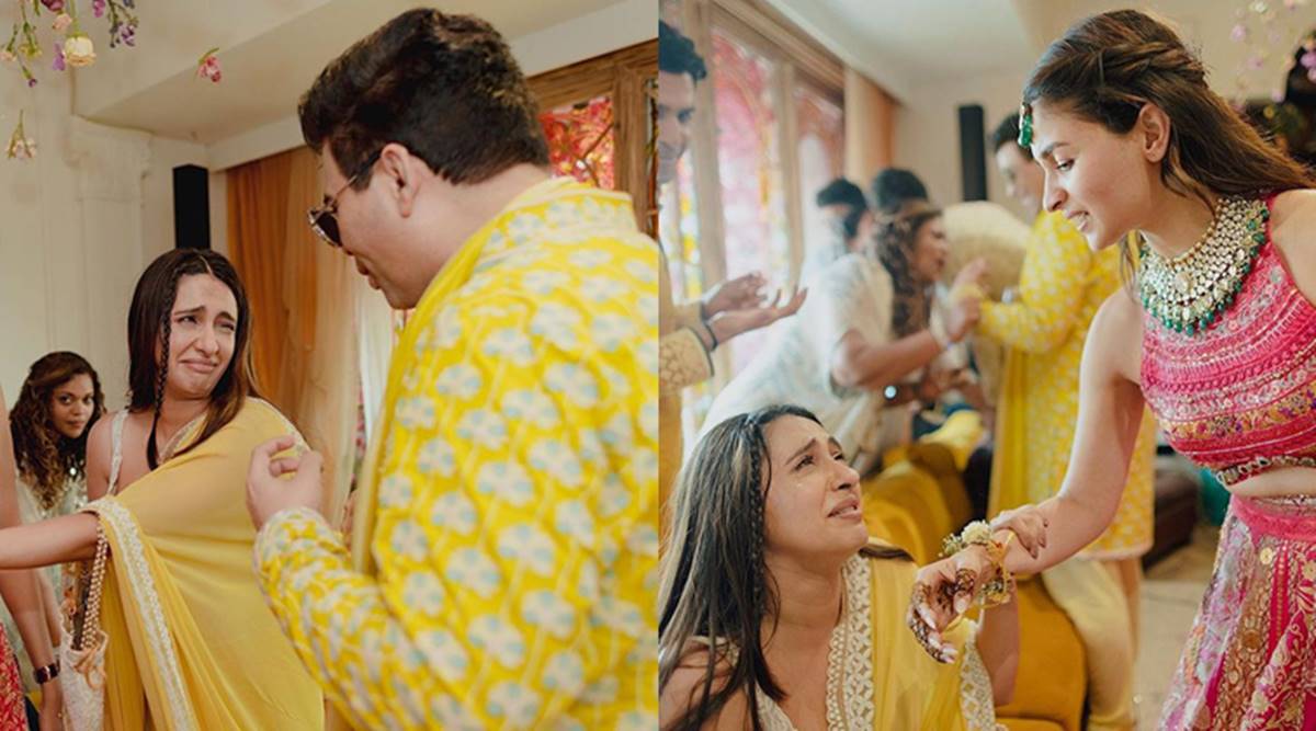 Alia Bhatt 扮演她最好的朋友 Akansha Ranjan Kapoor，因为她在 Mehendi 的工作中哭泣。 在这里查看新照片