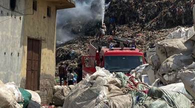 Fire, Bhalswa landfill site, North Delhi, fire department, fire tenders, Delhi news, delhi latest news, New Delhi, Indian Express
