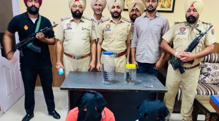 Arrested accused in Mohali on Thursday. (Express Photo)