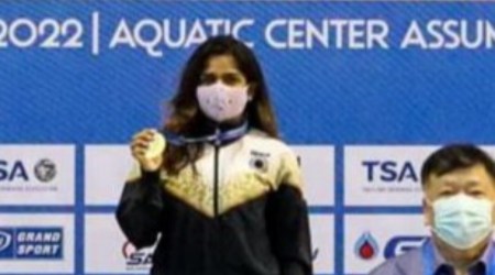 Chandigarh swimmer Chahat Arora. (Express Photo)