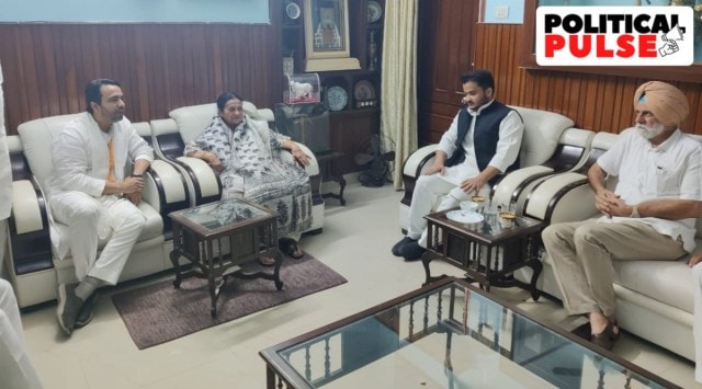 RLD chief Jayant Chaudhary with Azam Khan's family. (Twitter/@RLDparty)