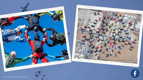 senior citizens skydiving, skydiving world record, elderly skydiving, skydiving video, world record, indian express