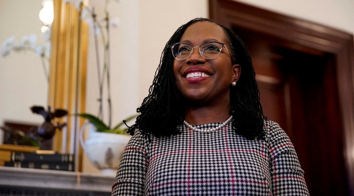 Judge Ketanji Brown Jackson reacts as she meets with US Senator Bill Hagerty (R-TN) on Capitol Hill in Washington (REUTERS, file)
