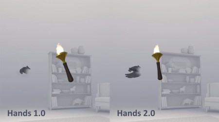 Meta quest hand gesture improvements in a split screen illustration