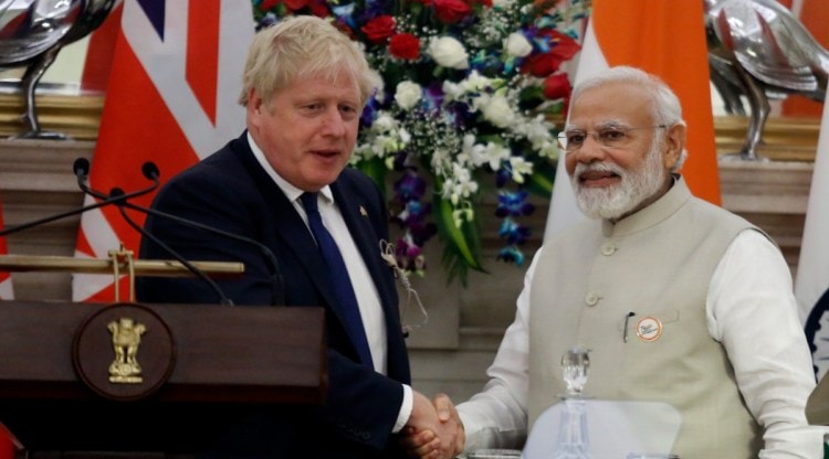 UK PM Boris Johnson said, "The partnership between India and Britain is one of the defining friendships of our times." (Express photo by Praveen Khanna)