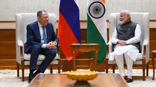 Russian Foreign Minister Sergey Lavrov during a meeting with Prime Minister Narendra Modi on Friday. (Photo: Twitter/@mfa_russia)