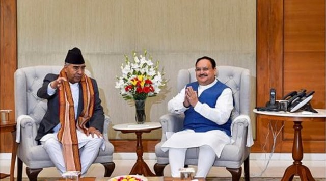 BJP National President JP Nadda with Nepal's Prime Minister Sher Bahadur Deuba during their meeting, in New Delhi, Friday, April 1, 2022. (PTI)