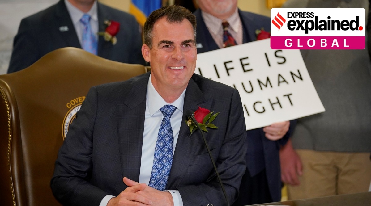 Oklahoma Gov. Kevin Stitt speaks after signing into law a bill making it a felony to perform an abortion, punishable by up to 10 years in prison, Tuesday, April 12, 2022, in Oklahoma City. (AP)