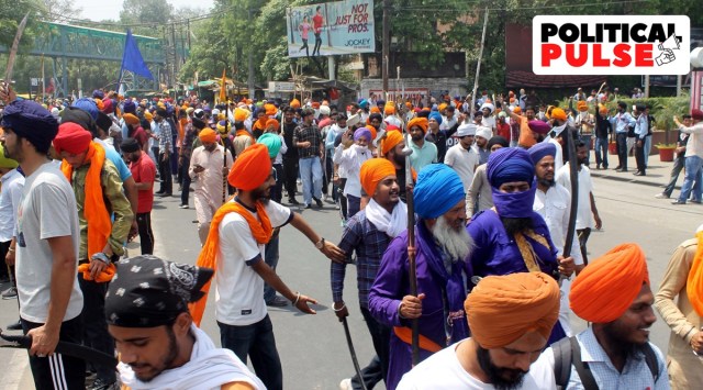 A group of Sikh activists, who were present near Temple, when the clash took place, accused Baljinder Singh Parwana, a social media influencer, of giving the call for the protest against the Sena event but not turning up to after clash erupted. (Express Photo By Harmeet Sodhi)