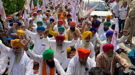 KMSC leader Sarwan Singh Pandher said the farmers were facing big losses due to the shortage of power in Punjab. (Express photo)