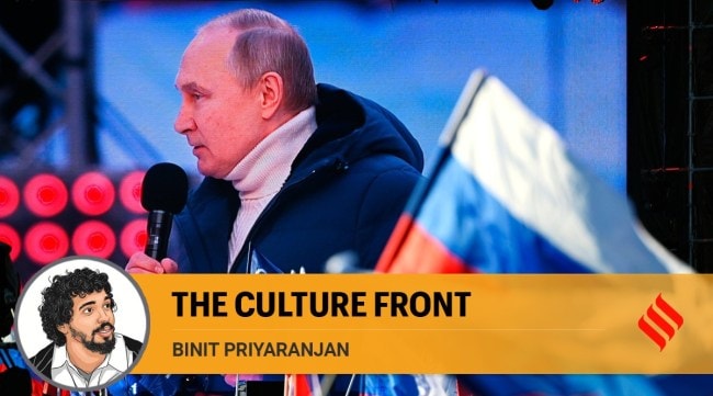 Russian President Vladimir Putin is displayed on a big screen as he delivers a speech, in Moscow, Russia. (Vladimir Astapkovich/Sputnik Pool Photo via AP, File)