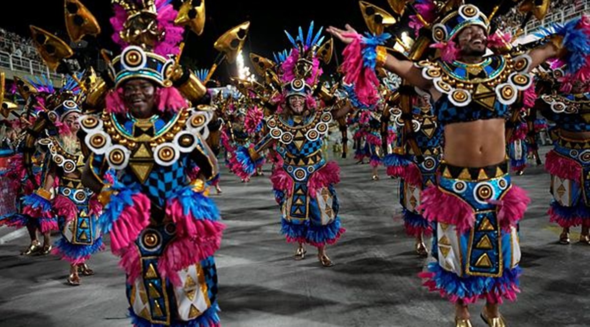 Premium Photo  Three woman in brazilian samba carnival costume