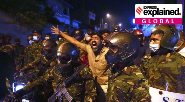 A Sri Lankan man shouts anti-government slogans during a protest outside Sri Lankan president's private residence on the outskirts of Colombo, Sri Lanka, Thursday, March 31, 2022. (AP Photo/Eranga Jayawardena)


