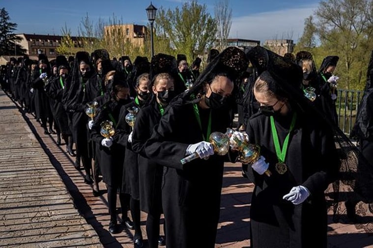 Easter religious processions, COVID-19 pandemic, Easter processions in Spain, Spanish Easter processions, indian express news