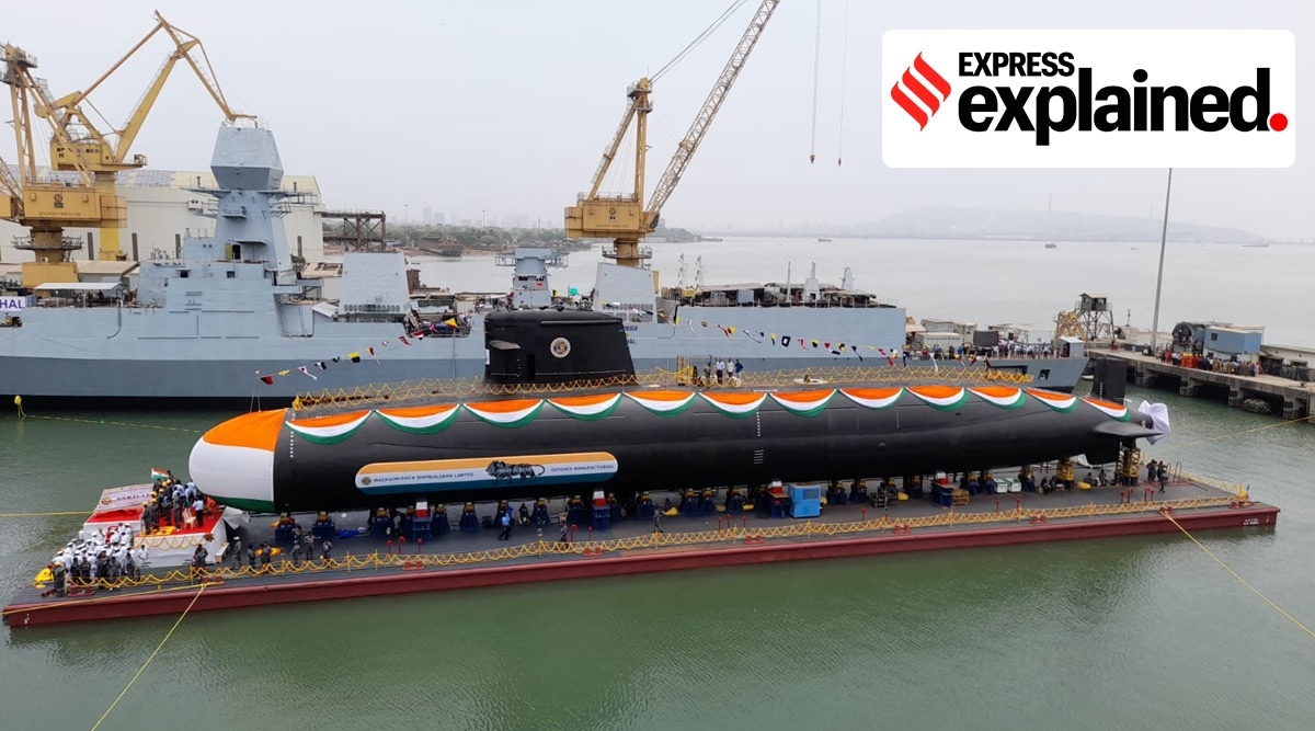 Vagsheer was launched at Mazgaon Dock Shipbuilders Limited on Wednesday. (Express Photo: Pradip Das)
