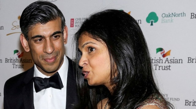 British Chancellor of the Exchequer Rishi Sunak and his wife Akshata Murthy. (Reuters)