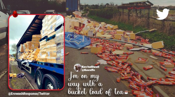 biscuits spilt on road, Mcvities spilt on road, biscuits spilt from truck, England, UK, indian express