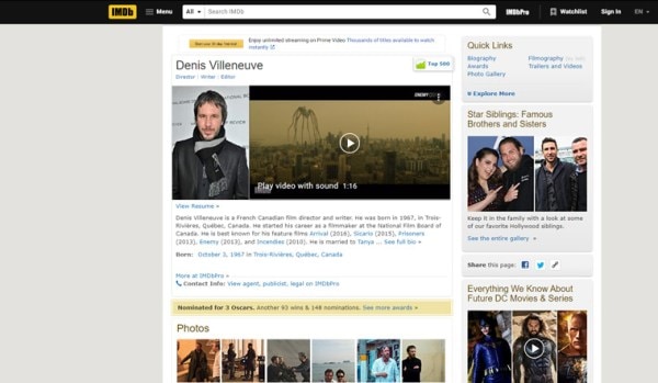 Screenshot of IMDb