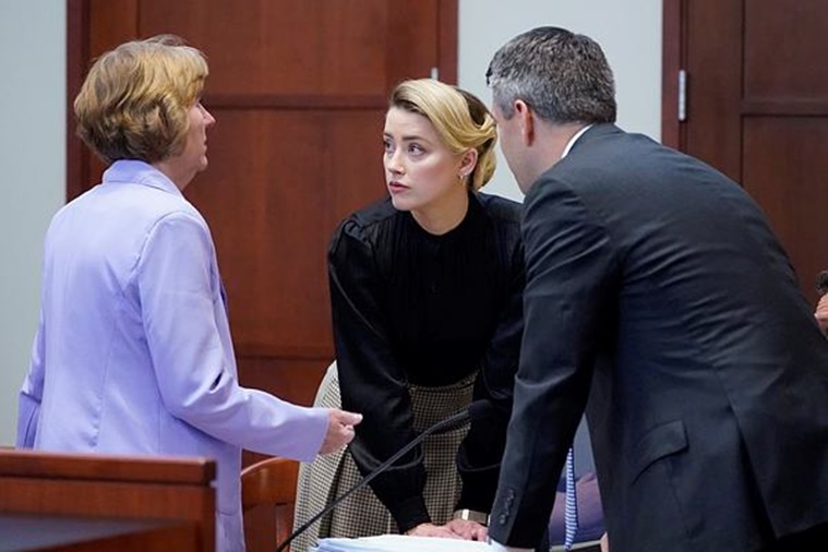 Amber Heard, el caso de la corte de Amber Heard, la moda de la corte de Amber Heard, la apariencia de la sala de audiencias de Amber Heard y Johnny Depp, noticias expresas indias