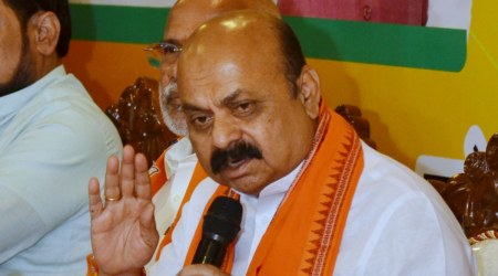 Karnataka Chief Minister Basavaraj Bommai addresses a press conference, in Mangaluru, Tuesday, April 12, 2022. (PTI Photo)