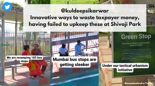 Mumbai renovated bus stops, Anand Mahindra bus stops new, Anand Mahindra tweets, Indian Express