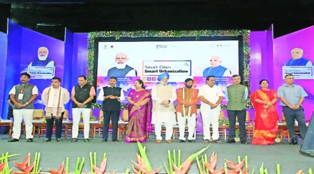 Union Minister Hardeep Singh Puri at the inauguration of ‘Smart Cities, Smart Urbanisation’ conference in Surat. Express