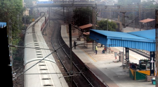 A train enters a station in Delhi. (Express Photo: Amit Mehra, File)