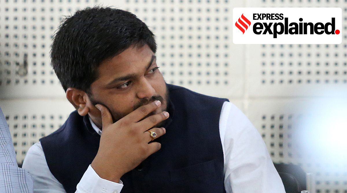 Hardik Patel during a press conference in Ahmedabad. (Express Photo: Nirmal Harindran, File) 
