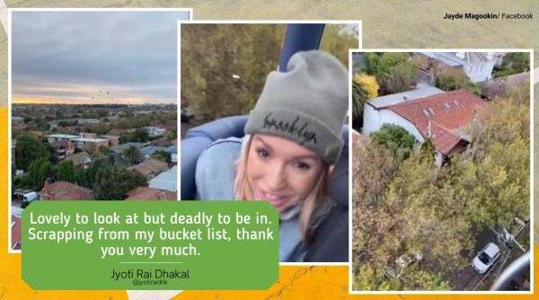 hot air balloon crassh lansds, melbourne hot air balloon lands rooftop, australia hot air balloon emergency landing videos, viral videos, indian express