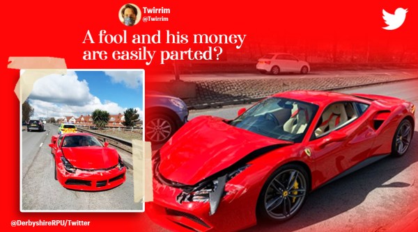 Man crashes Ferrari the same day he bought it, supercar crashed on the fay it was bought, Ferrari crashed the same day it was bought, Indian Express