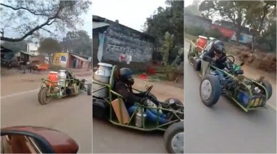 anand mahindra, milkman racing car type cart, mahindra impressed by innovative car, judaad technology, viral videos, indian express