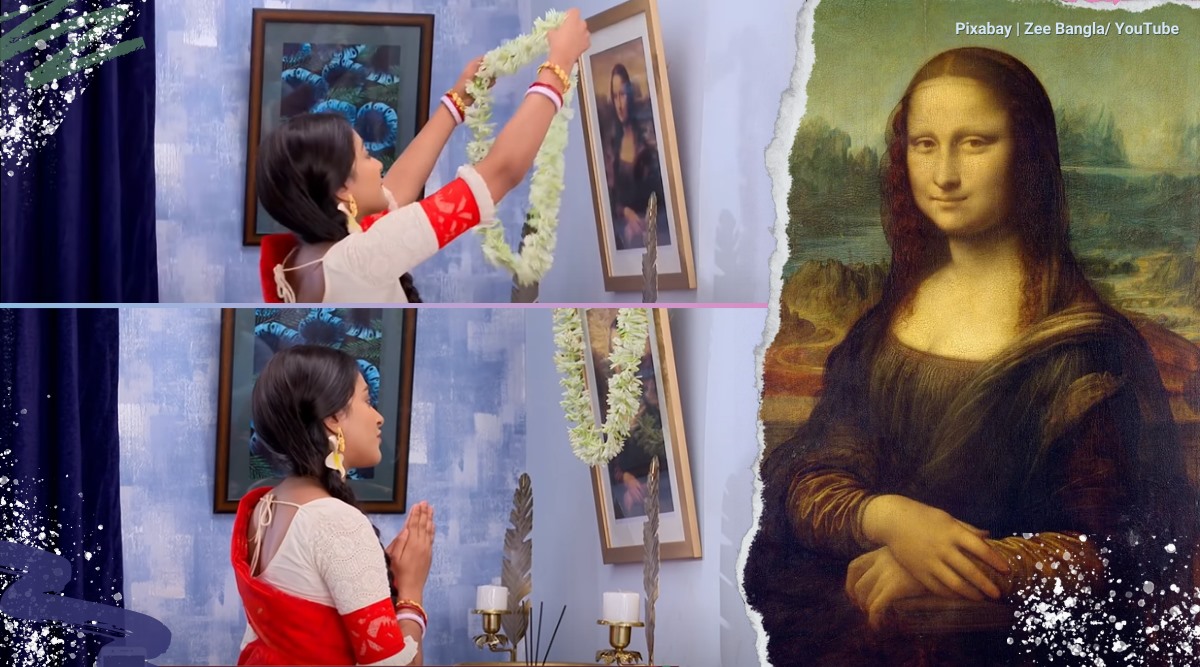 Netizens crack up after Bengali TV serial shows female lead worshipping Monalisa  with garland, incense sticks | Trending News,The Indian Express