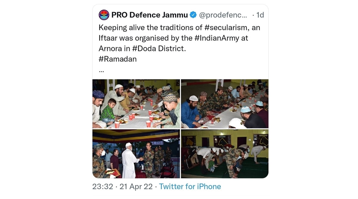 The tweet that was posted and later deleted by the defence ministry’s public relations officer in Jammu